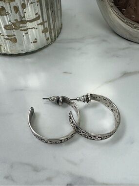 Brighton Silver Filigree Hoop Earrings